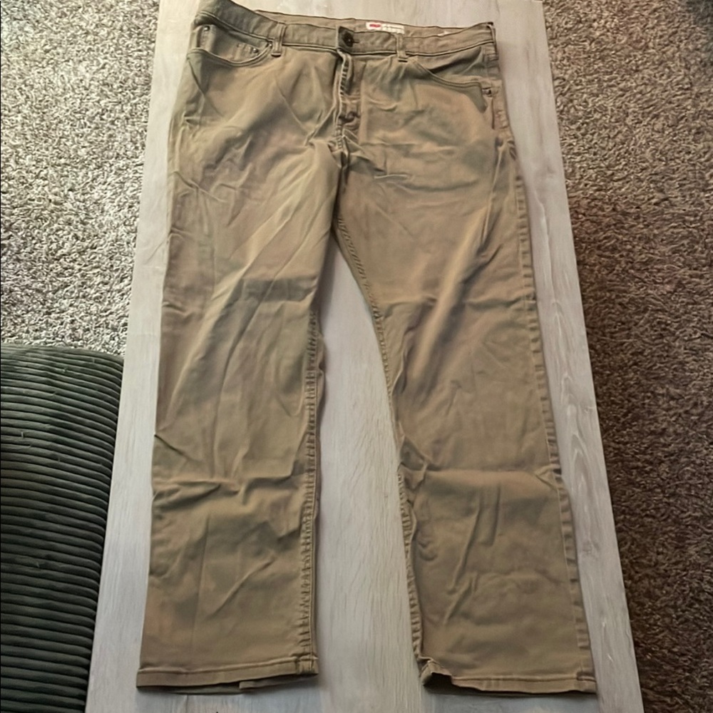 Wrangler Tan Cargo Pants Straight Leg Cotton